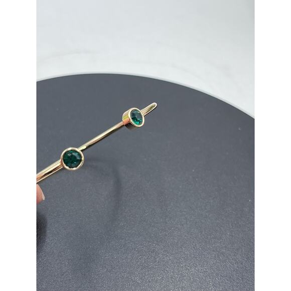 Alex and Ani Emerald Flex Cuff Bracelet Brass Shiny Gold Green Stone - Picture 4 of 14